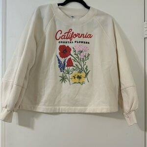 Old navy California coastal flowers bubble sleeve sweater